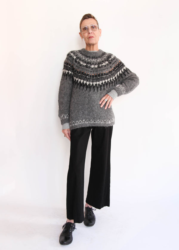 Hand Knit Pullover Alpaca - Gray