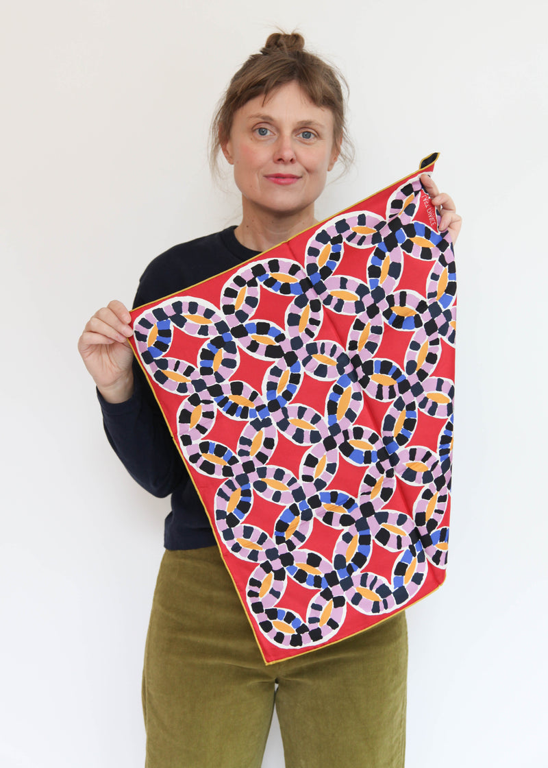Silk Twofer Scarf Rings Quilt - Navy