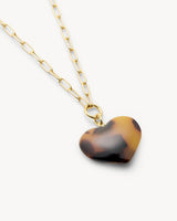 Midi Heart Pendant Necklace in Classic Tortoise