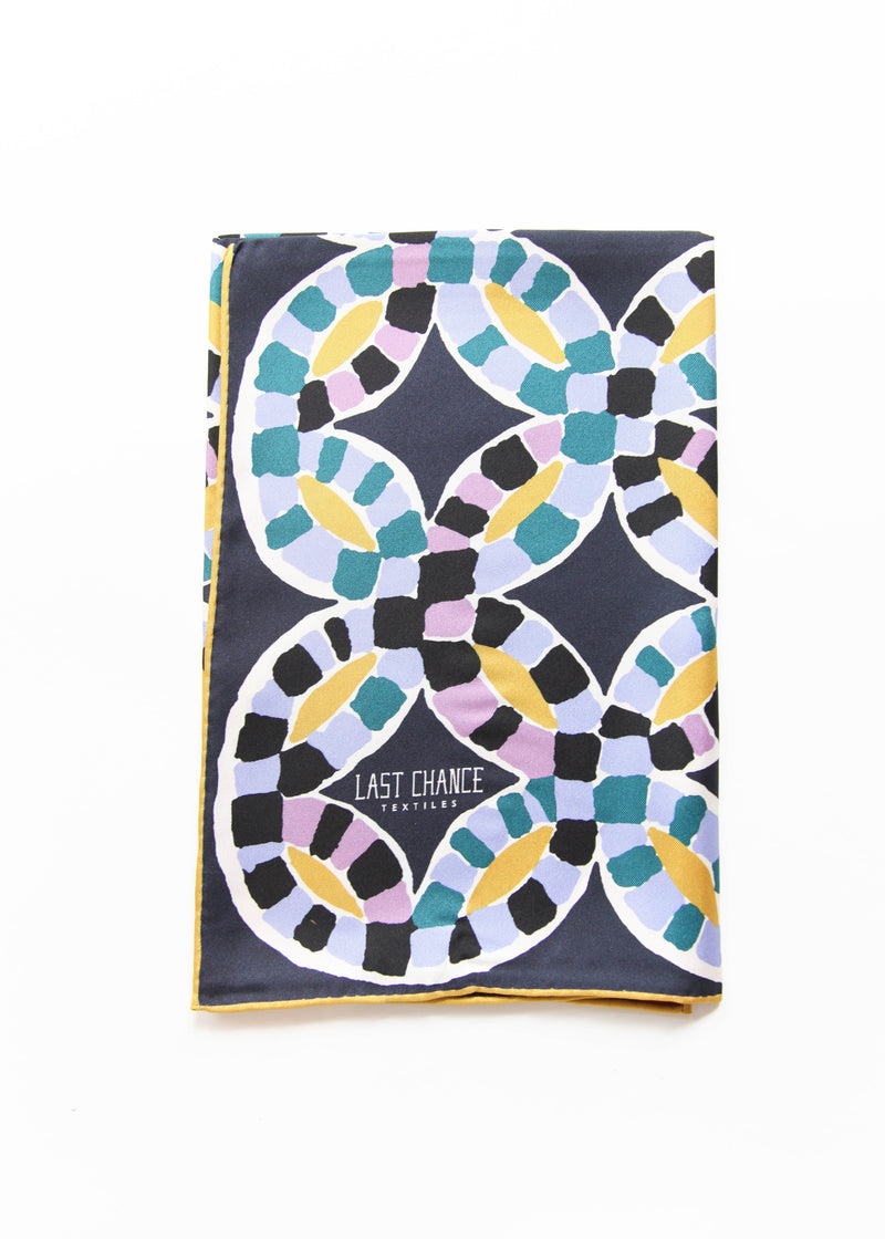 Silk Twofer Scarf Rings Quilt - Navy