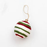 Holiday Felt Ball Hand Embroidered - Red Assorted