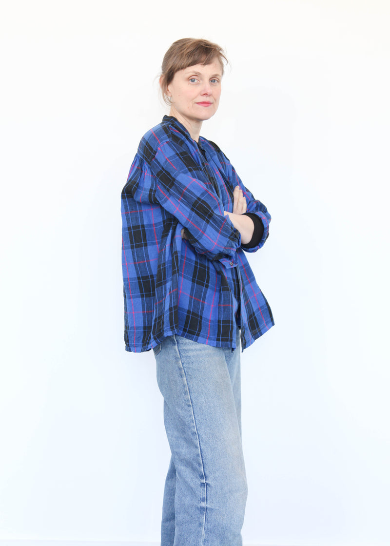 Linen Tartan Shirt - Blue