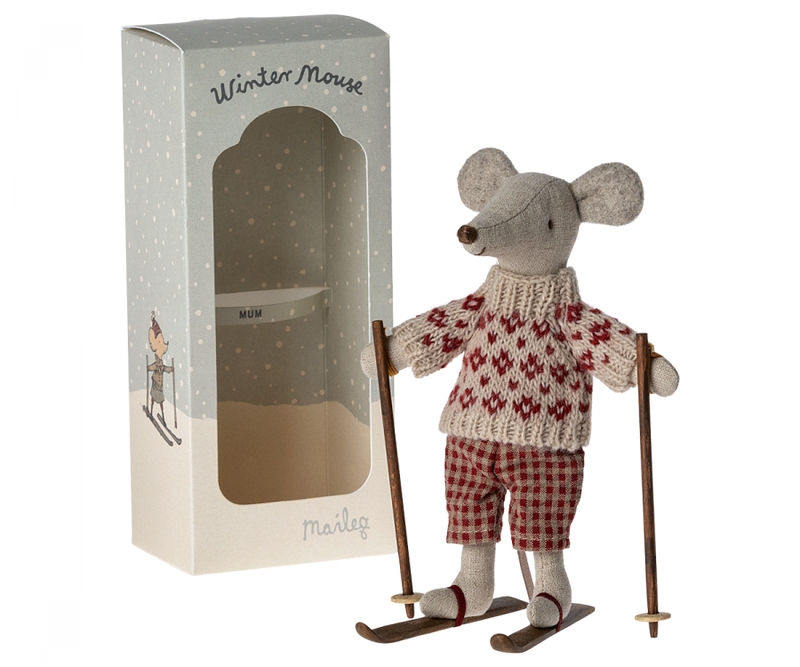 Winter Mouse with Ski Set - Mum