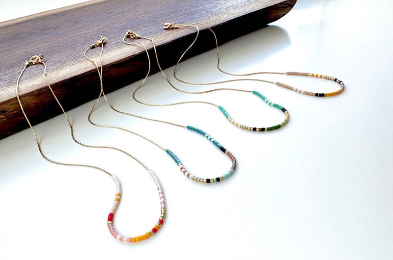 Thin Beaded Necklace - Color Mix Collection