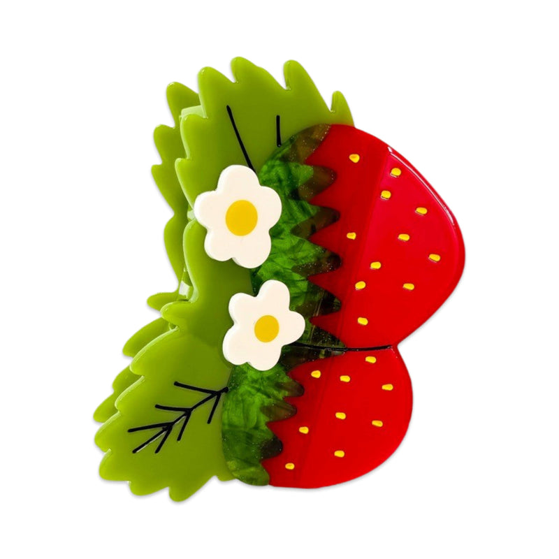 Large Strawberries and Flowers Hair Claw Clip