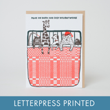 Cozy Christmas Critters Letterpress Greeting Card by Egg Press