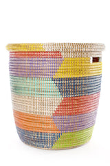 Rainbow Herringbone Lidded Storage Basket