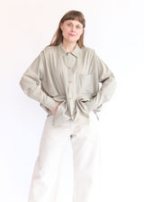 Dobby Check Oversized Shirt - Beige