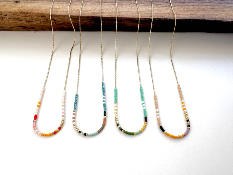 Thin Beaded Necklace - Color Mix Collection