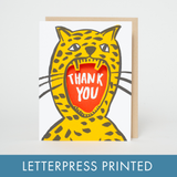 Thank You Cheetah Die-cut Letterpress Greeting Card by Egg Press