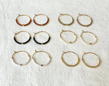 Tiny Muted Gold Bar Hoop Earrings