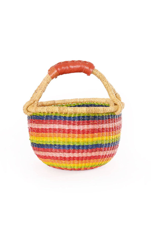 Rainbow Chaser Baby Bolga Basket with Leather Handle