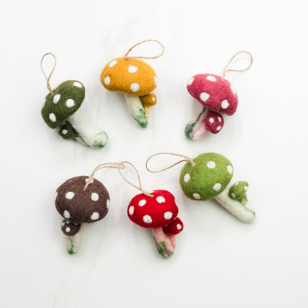 Ornament - Felt Mushrooms - 6 Assorted Pieces