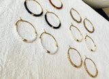 Tiny Muted Gold Bar Hoop Earrings