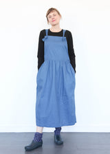 Cotton/Linen Vintage Twill Apron Dress - Blue