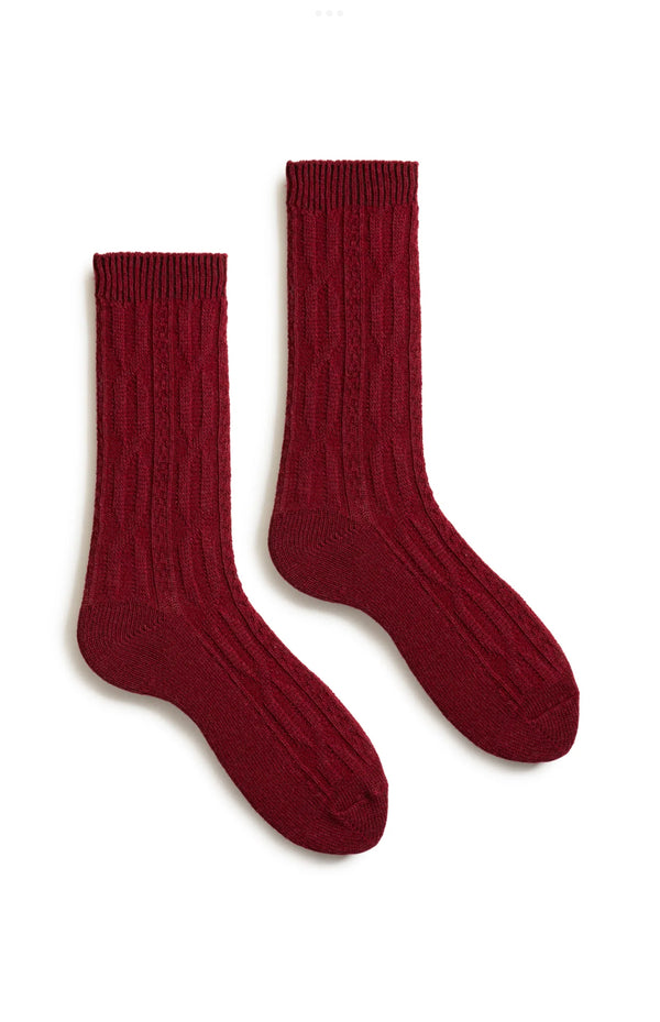 Women's Chunky Cable Wool Cashmere Crew Socks