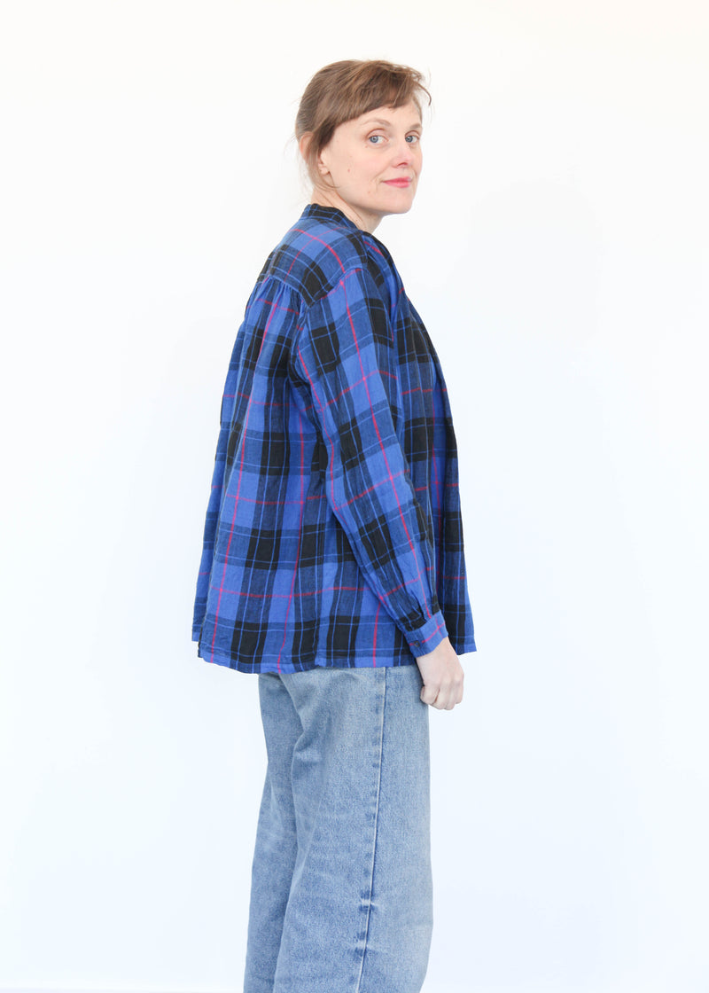 Linen Tartan Shirt - Blue