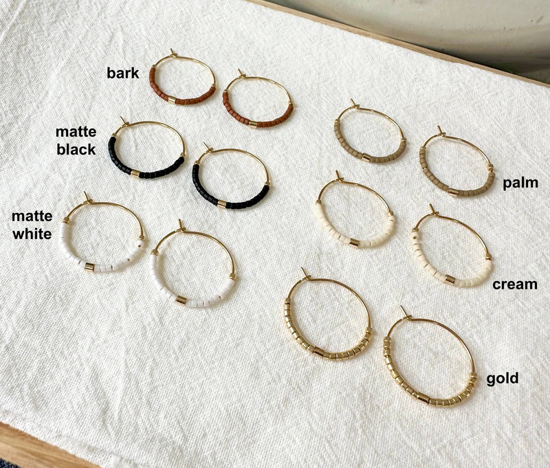 Tiny Muted Gold Bar Hoop Earrings