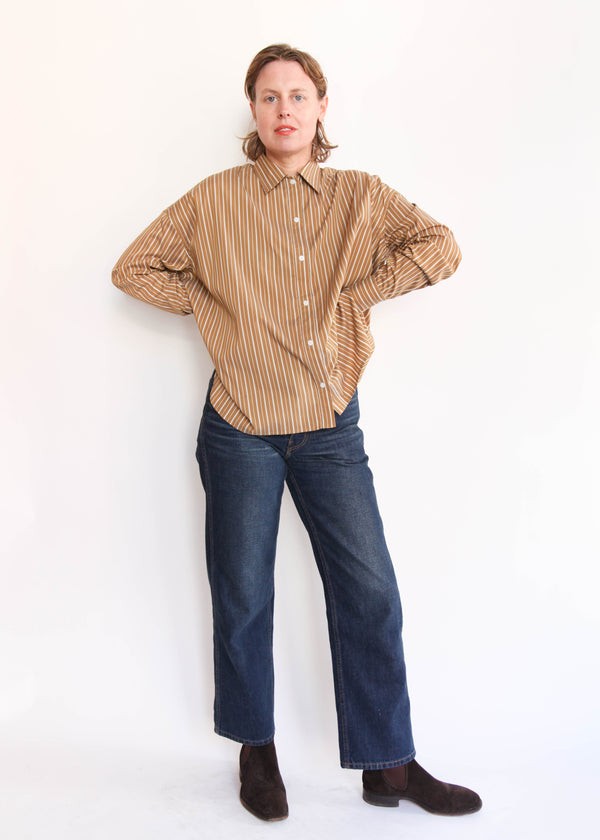 Oversized Shirt with Elastic Detail - Gold