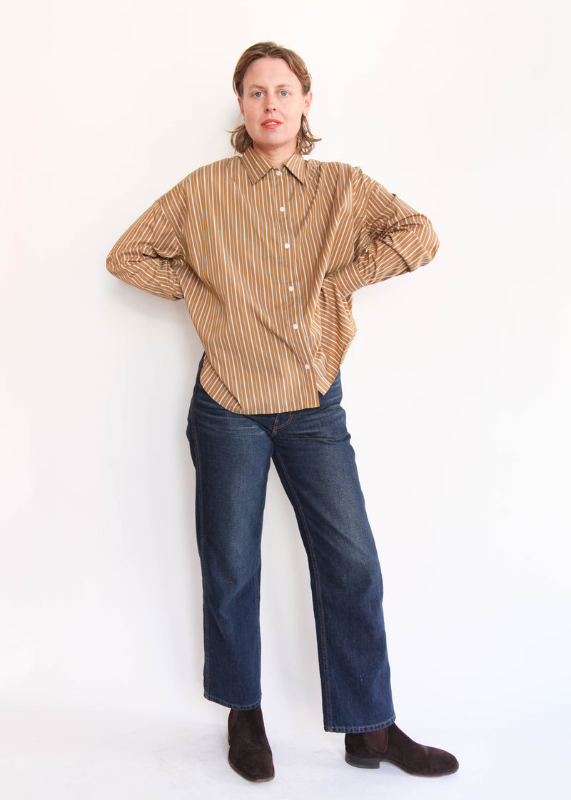 Oversized Shirt with Elastic Detail - Gold