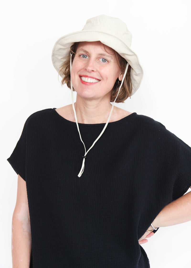 Women's cotton bucket hat, cotton wide brim hat
