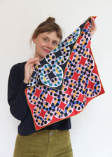 Silk Twofer Scarf Rings Quilt - Navy