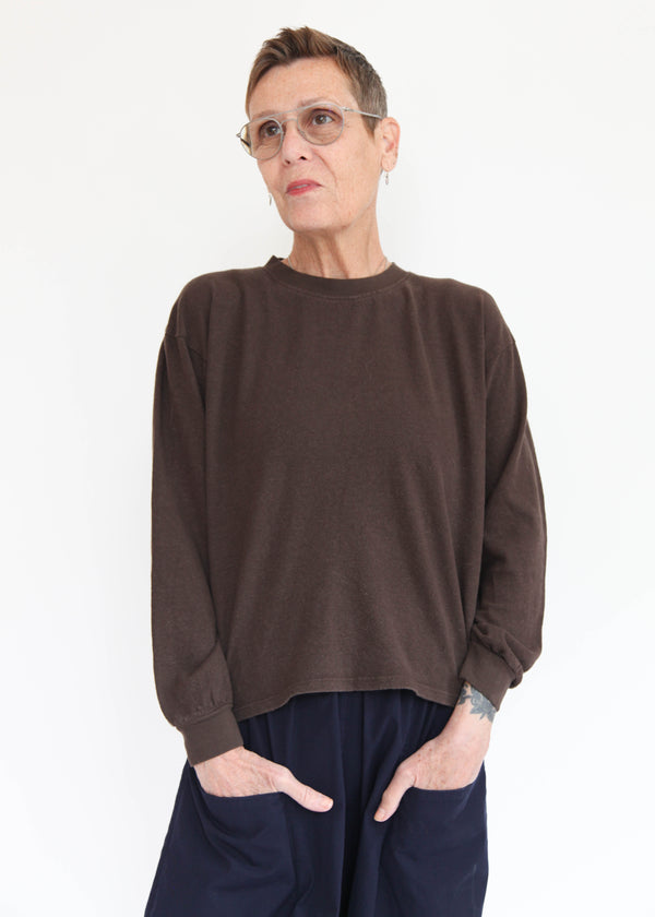 Cropped Long Sleeve Tee - Coffee Bean