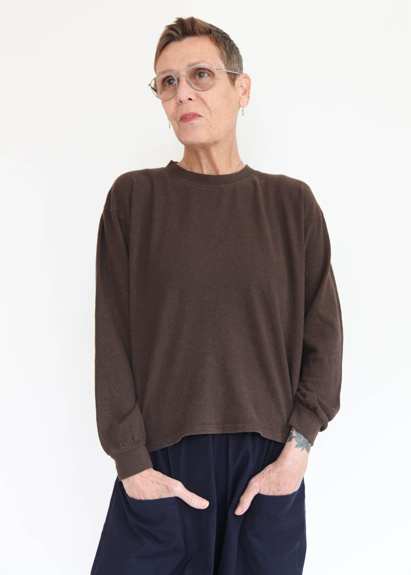 Cropped Long Sleeve Tee - Coffee Bean
