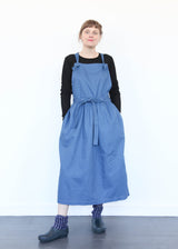 Cotton/Linen Vintage Twill Apron Dress - Blue