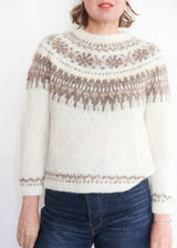Hand Knit Pullover Alpaca - White