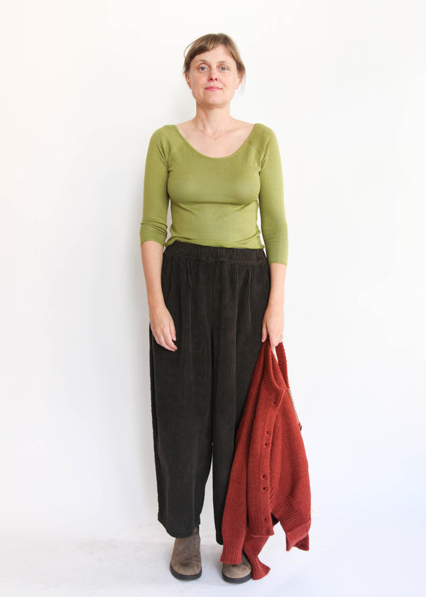 Wide Corduroy Pants - Forest