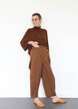 Soft Cotton Curved Pants - Toffee