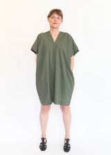 Oversized V-Neck Dress - Army