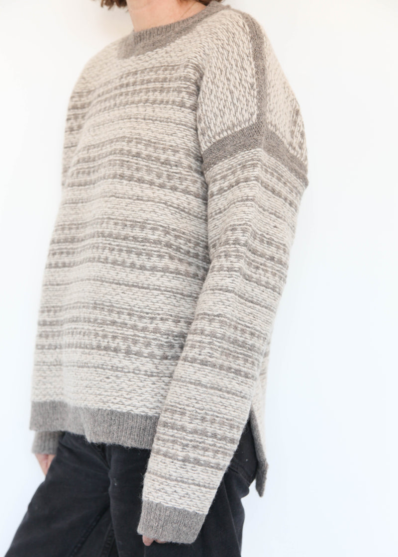 Jacquard Crewneck - Rock/Alabaster OS