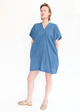 Oversized V-Neck Dress - Blue