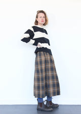 Linen Tartan Skirt - Brown