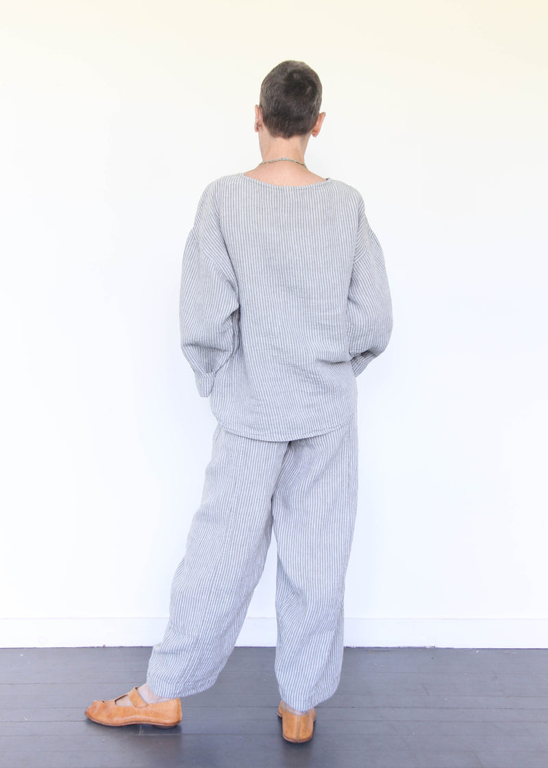 Seamly Pant - Steel Blue Seersucker