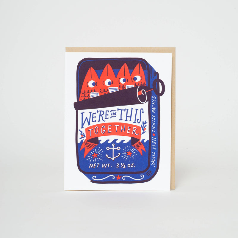 Sardines Friendship Letterpress Greeting Card by Hello!Lucky