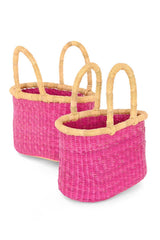 Set of Two Nesting Tote Baskets  - Pink