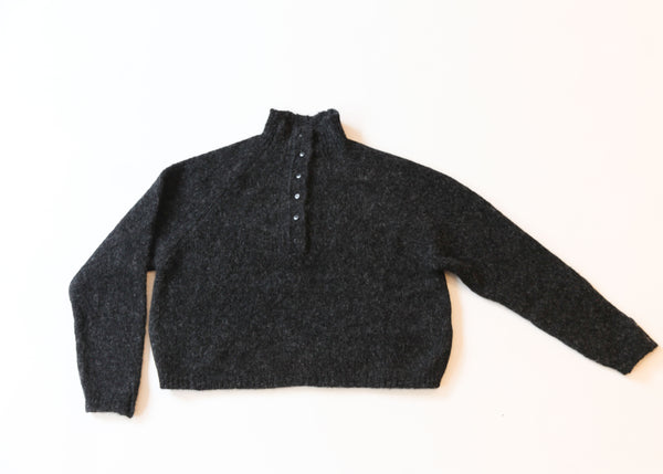 Baby Alpaca Polo Sweater - Anthracite