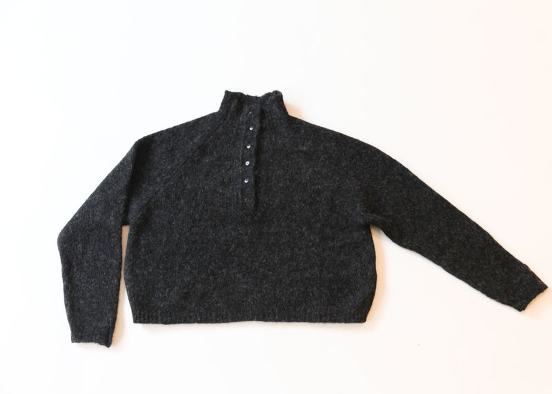 Baby Alpaca Polo Sweater - Anthracite
