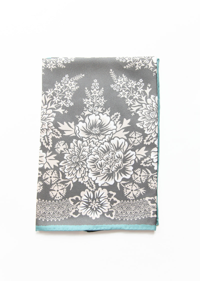Silk Twill Scarf Blossom- Iron