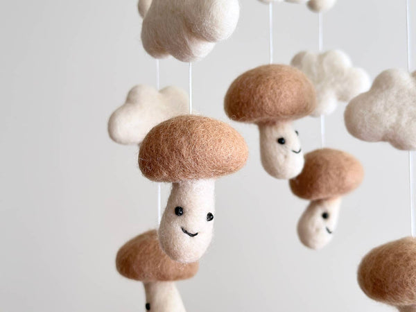 Felt Baby Mobile - Smiley Mushroom