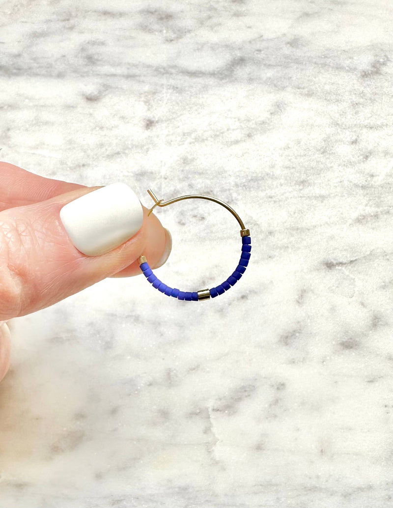 Tiny Colorful Gold Bar Hoop Earrings
