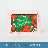 Poinsettia Merry Christmas Letterpress Greeting Card Set