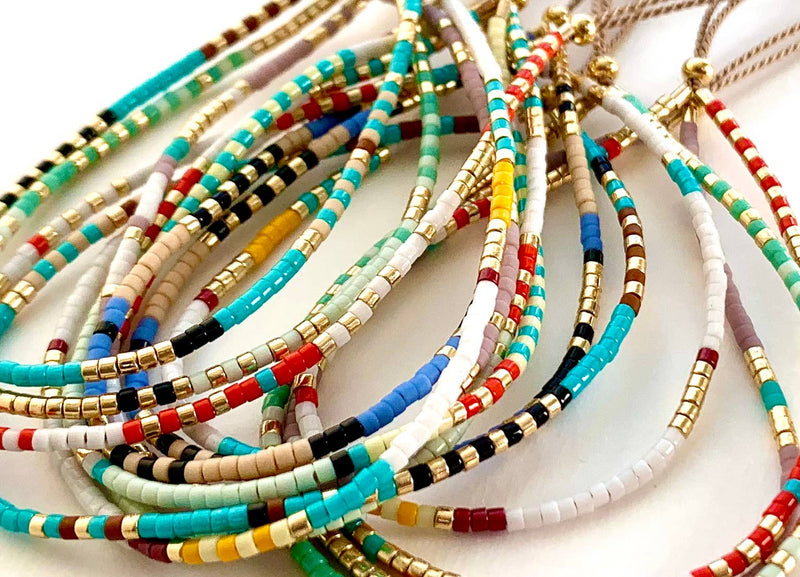 Beaded Bracelets w/ Sliding Clasp