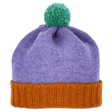 Kids' Lambswool Bobble Hats - Colour Blocks