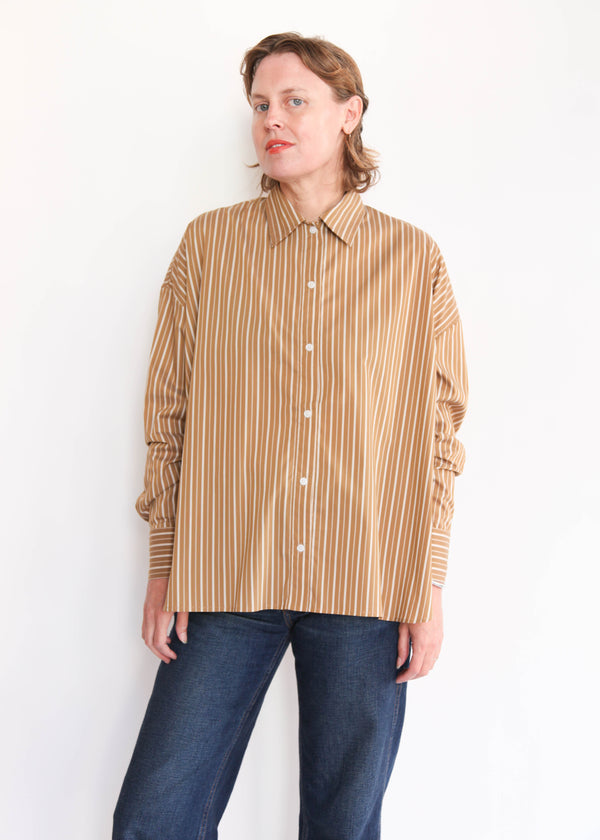 Oversized Shirt with Elastic Detail - Gold
