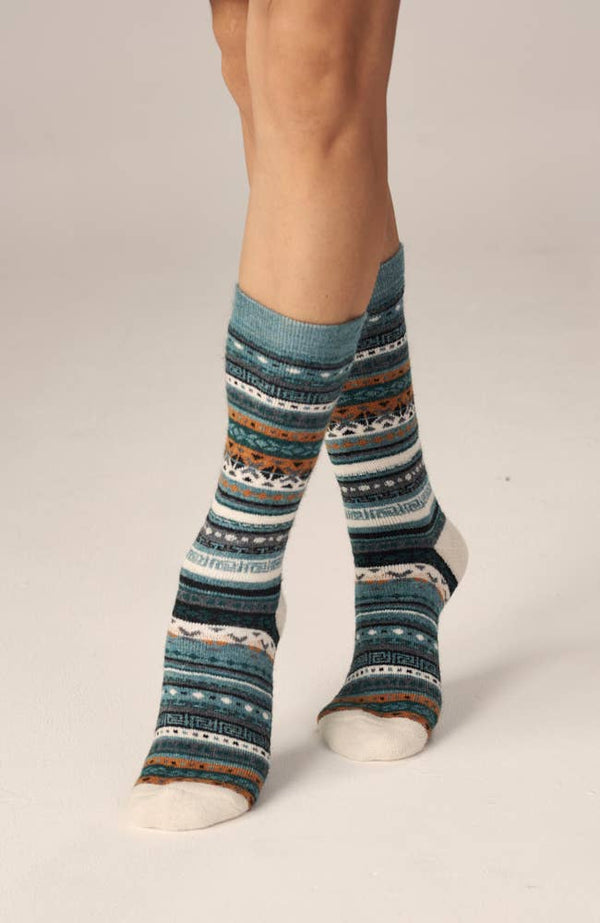 Snowflake Fair Isle  - Alpaca Crew Socks