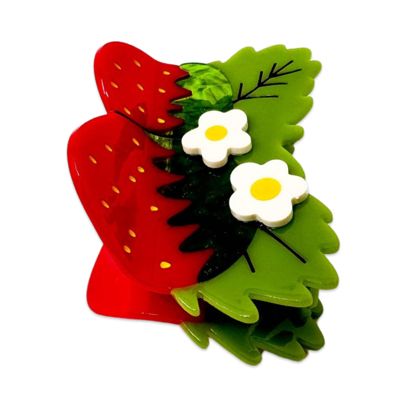 Large Strawberries and Flowers Hair Claw Clip